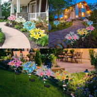 Lámpara Solar De Flores De Orquídea Con 7 Cabezas Para Decoración De Jardín Patio Camino Puerta Exterior Impermeable Luz De Paisaje Moderna - details 6