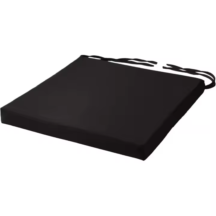 Cojín de silla cómodo con lazos para el asiento, color negro - 1