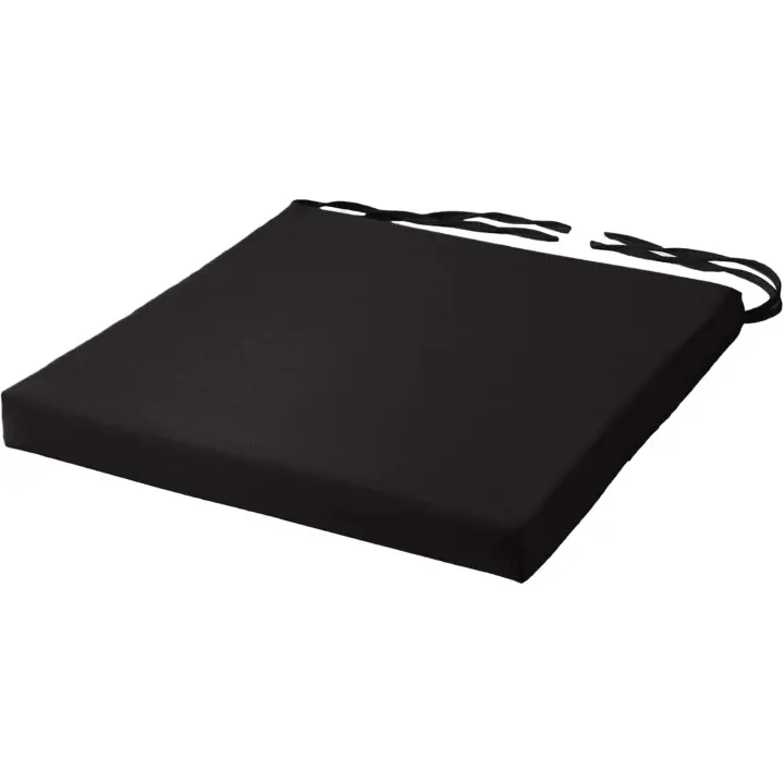 Cojín de silla cómodo con lazos para el asiento, color negro - 1