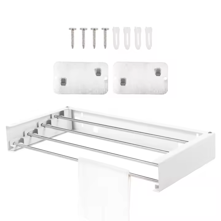 Soporte De Secado De Ropa Plegable En Acero Inoxidable Montado En La Pared Para Viajes Y Balcones Collapsible Drying Rack - 1