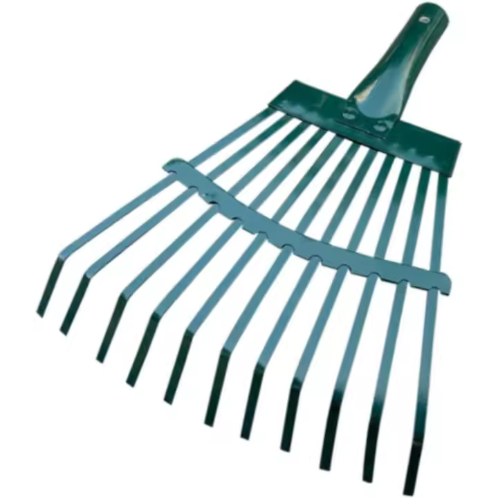 Cabezal de rastrillo de jardín, cabezal de rastrillo manual de acero, herramienta agrícola de repuesto para limpiar residuos, agujas de pino y deshierbe de jardín, 11 dientes, 24 x 30 cm - 1