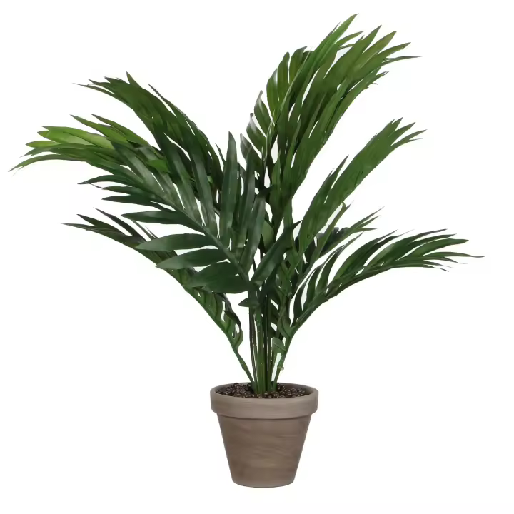palmera amarilla o areca pvc con maceta gris 46x46x42cm - 1