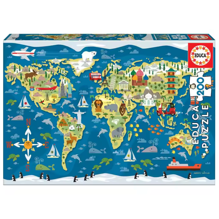 Puzzle 200 piezas Mapamundi - Educa (19292) - 1