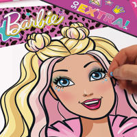 Lisciani Barbie - Set de maquillaje infantil, incluye sombras de ojos, coloretes, brillo de labios, pinceles, lápiz de ojos, gemas adhesivas, libro con actividades recortables, carpeta con espejo, juegos niños 5 años, juguetes creativos - details 3