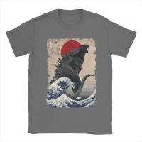 Camiseta De Manga Corta Con Diseño Único De Godzillade La Gran Onda Japonesa Para Hombres Cuello Redondo Algodón Puro Ropa Gráfica Verano Tallas S-5XL - details 4