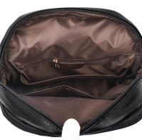 Mochila De Cuero Para Mujer Estilo Vintage Casual Día Escuela Saco a Dos Negro Lujoso Con Bolsillo Exterior Y Cremallera Cierre - details 16