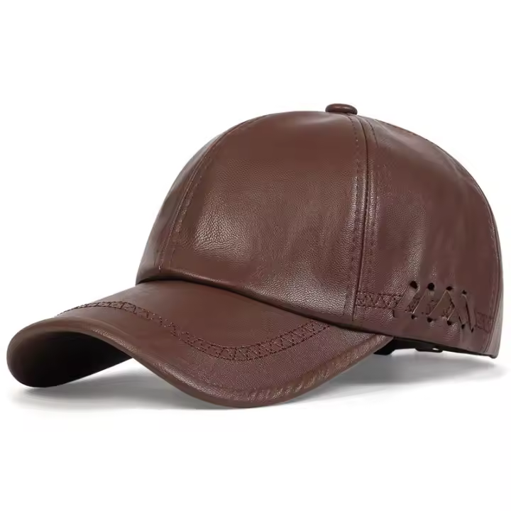 Gorra De Béisbol De Cuero Sólido Para Hombres Y Mujeres Gorra De Invierno Ajustable Casual Negro Para Otoño Y Primavera - 1