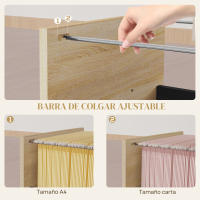 HOMCOM Cajonera de Oficina Mueble Archivador con 4 Ruedas 3 Cajones para Tamaño A4 Carta para Estudio Salón 40x42x65 cm Roble y Negro - details 4