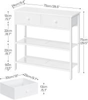Entryway Table 75cm Long Industrial Style Sofa Table with Two Drawers Non-Textile Fabric Console with 3 Shelves Bedroom Foyer White - details 1