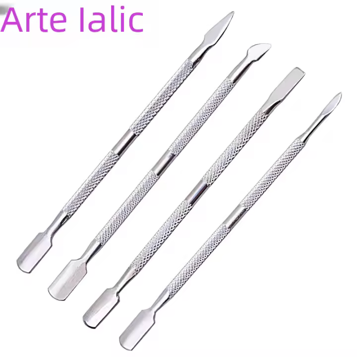Herramienta De Cuidado De Uñas 4pcs/Lot Acero Inoxidable Eliminador De Cutícula Doble Cara Para Pies Muertos Manicura - 1