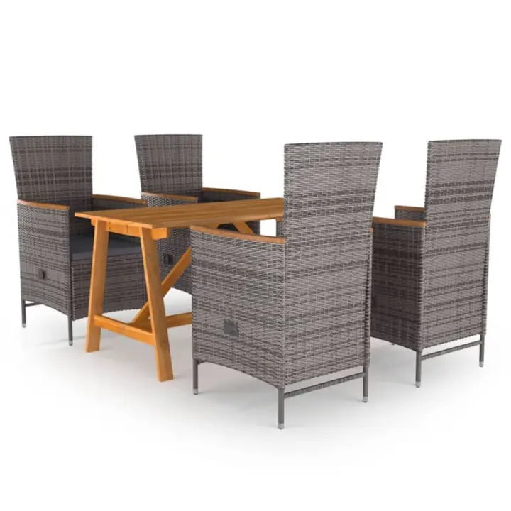 vidaXL Juego de comedor para jardín 5 piezas gris - 1