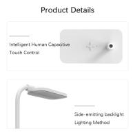 Lámpara De Escritorio LED Con Cargador Inalámbrico Y Puerto USB Luz Nocturna Para Cama Toque Dimmer Protección Para Los Ojos Para Juego Lectura En Casa - details 7
