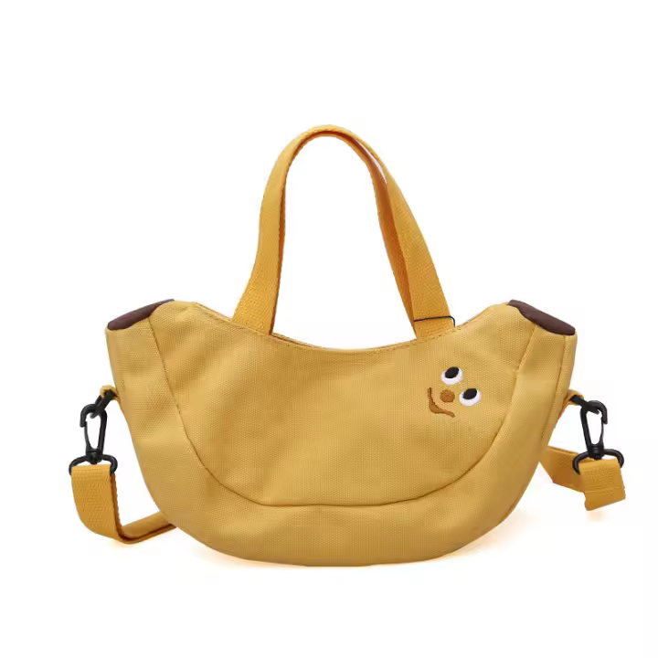 Bolso De Hombro Para Mujer Creativo Y Divertido En Forma De Fruta Banana Y Manzana Bolso Suave Japonés Para Niñas Dulces Material Nylon - 1