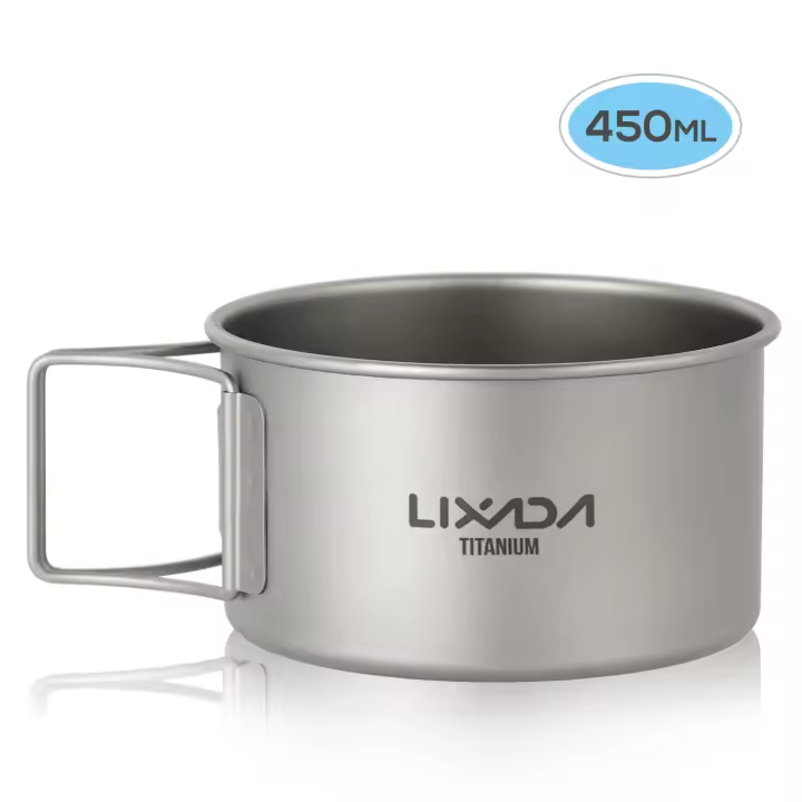 Bol De Titanio Lixada Para Camping Con Manos Doblegables Contenedor De Alimentos Para Exteriores Ideal Para Senderismo Y Acampar - 1