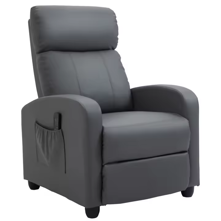 HOMCOM Sillón de Masaje Relax Reclinable con Mando a Distancia 2 Zonas de Masaje 8 Programas 5 Niveles de Intensidad y Temporizador Tapizado en PU 68x88x98 cm - 1