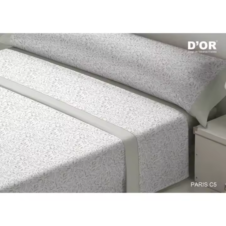 D'Or - Juego de Sábanas D'Or PARIS Gris Cama de 90 Franela - 1
