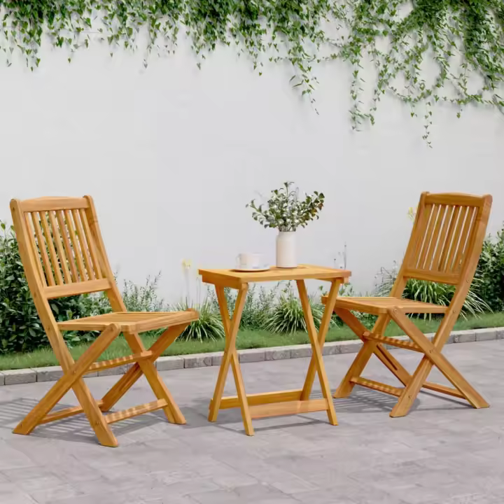 vidaXL Set de comedor de jardín plegable 3 pzas madera maciza acacia - 1