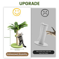 Poste De Rasguñar Para Gato Con Hojas Verdes Y Cordón De Sisal Para Interiores Poste De Gato Con Diseño Lindo Para Gatos Jóvenes Y Adultos Producto Para Mascotas - details 6