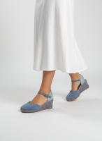 Calzados soraia, Alpargatas de Cuña con Plataforma para Mujer - Sandalias de Esparto con Tira al Tobillo, Punta Cerrada y Acabado en Gamuza Sintética - Calzado Cómodo de Verano Estilo Boho Chic - details 1
