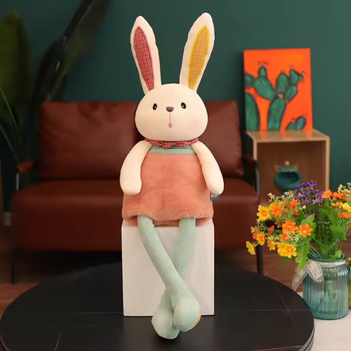 Muñeco De Peluche De Conejo Dormido Para Regalo De Vacaciones Con Piernas Largas Y Cola Easter Skirt Lindo Juguetes Para Niños Y Adultos - 1