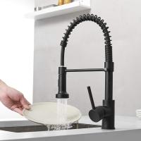 BIT Grifos de cocina Grifo monomando para fregadero de cocina con resorte de latón macizo, negro mate 9009R - details 1