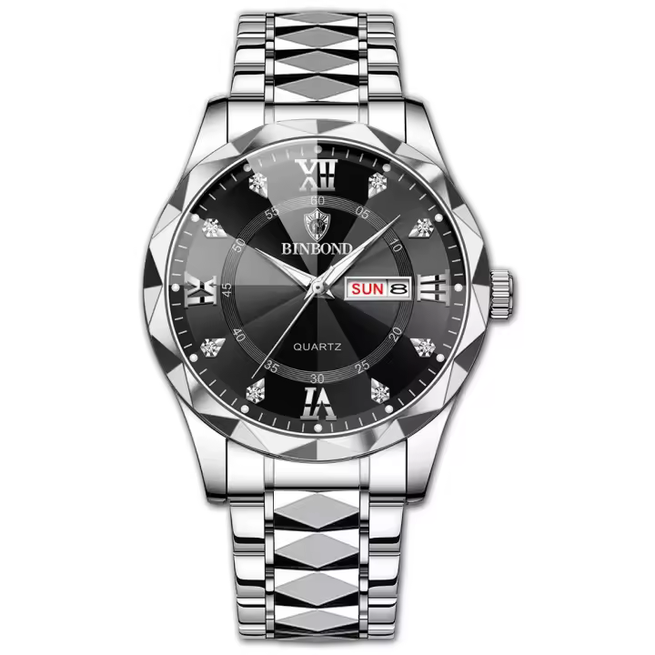 Reloj De Pulsera Para Hombre BINBOND Marca Top Lujo Resistente Al Agua Luminoso Con Fecha Y Día De La Semana Reloj De Acero Inoxidable Cuarzo - 1