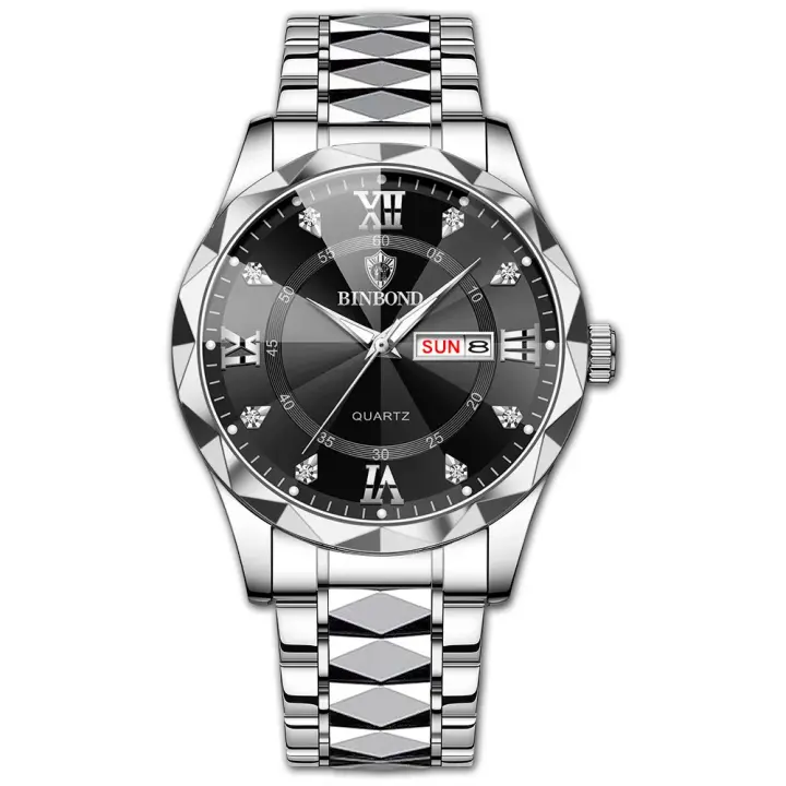 Reloj De Pulsera Para Hombre BINBOND Marca Top Lujo Resistente Al Agua Luminoso Con Fecha Y Día De La Semana Reloj De Acero Inoxidable Cuarzo - 1
