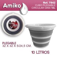 CUBO PLEGABLE GRIS AMIKO CON MEDIDAS 32x32x24,5/5 Y 10 LITROS DE CAPACIDAD - details 0