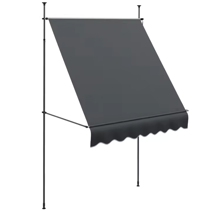 Outsunny Toldo Manual Retráctil 2x1,2 m Toldo Exterior Terraza Enrollable Altura Ajustable con Manivela 210-300 cm Sin Taladro Protección UV30+ para Balcón Jardín - 1