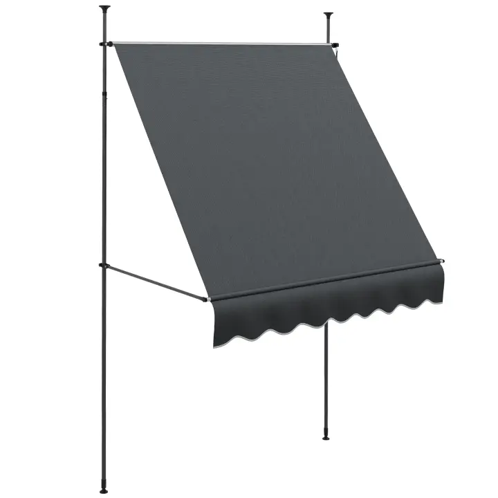 Outsunny Toldo Manual Retráctil 2x1,2 m Toldo Exterior Terraza Enrollable Altura Ajustable con Manivela 210-300 cm Sin Taladro Protección UV30+ para Balcón Jardín - 1
