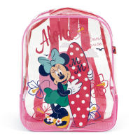 Mochila de Playa Minnie Mouse 31cm, Bolsa Playa Transparente con Rejilla Minnie Mouse Disney, Mochila Infantil para Niñas, Regalo Cumpleaños, Piscina, Camping, Campamento, Vacaciones, Color Rosa - details 1