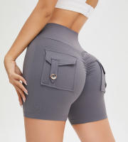 SSITO Pantalones cortos ajustados para Mujer Bolso High Belt elevando glúteos pantalones cortos de Yoga de secado rápido,ropa Deportiva para mujer de gym, absorber el sudor, With bolsillos traseros, para Yoga y Gimnasio - details 5