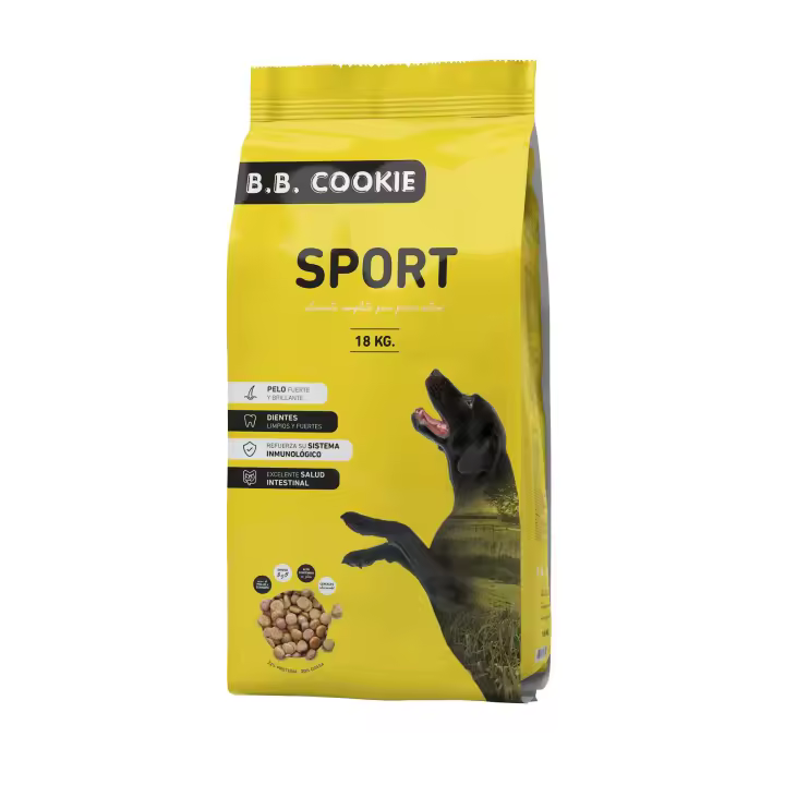 B.B. Cookie – Pienso para Perros Adultos – Sport 18 Kg, Alto en Proteínas, Energía Extra, Carnes Seleccionadas - 1