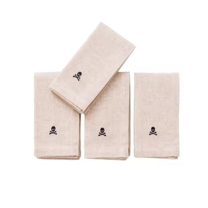 Scalpers Home Juego de 4 servilletas de tela 40x40cm lino y poliéster 230GSM con logo bordado - 1