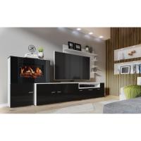 Skraut Home - Mueble salón comedor con chimenea eléctrica con 5 niveles de llama, 3 acabados de color posibles, 290x170x45 cm - details 1