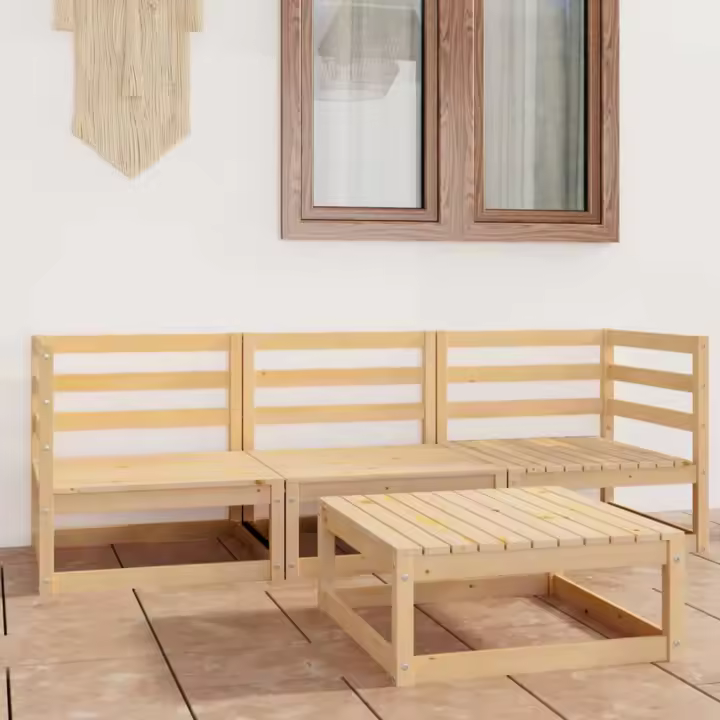 vidaXL Juego de salón de jardín 4 piezas madera maciza de pino - 1