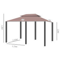 Outsunny Cenador de Jardín 3x4 m Marco Acero Gazebo con Doble Techo 6 Cortinas Laterales 8 Orificios de Drenaje Buena Ventilación para Fiestas Eventos - details 2