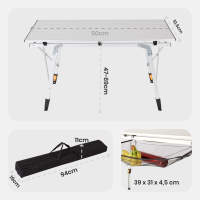 AREBOS Mesa de camping 90 x 51,5 cm mesa rodante aluminio mesa plegable exterior - details 7