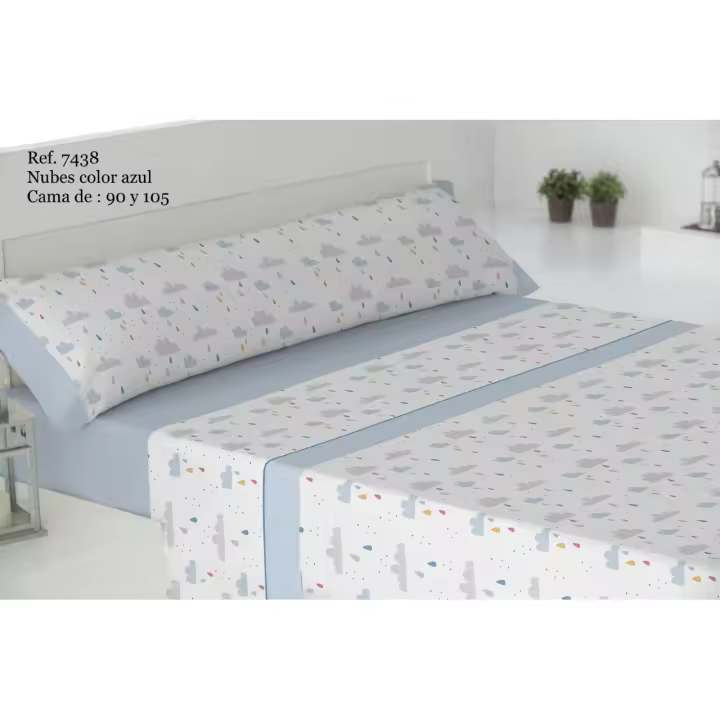 Sabana Gamberrito Kids Infantil Modelo 7438 Nubes azul 50/50 3 pzas - 1
