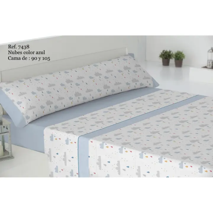 Sabana Gamberrito Kids Infantil Modelo 7438 Nubes azul 50/50 3 pzas - 1