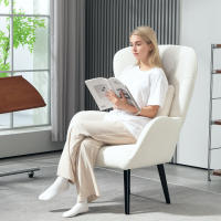 Sillón cecodadi con cojín lumbar, Sillón de Plush con almohadas de Madera, respaldo con mechón de romdos, Sillón reclinable para Salón, dormitorio - details 0