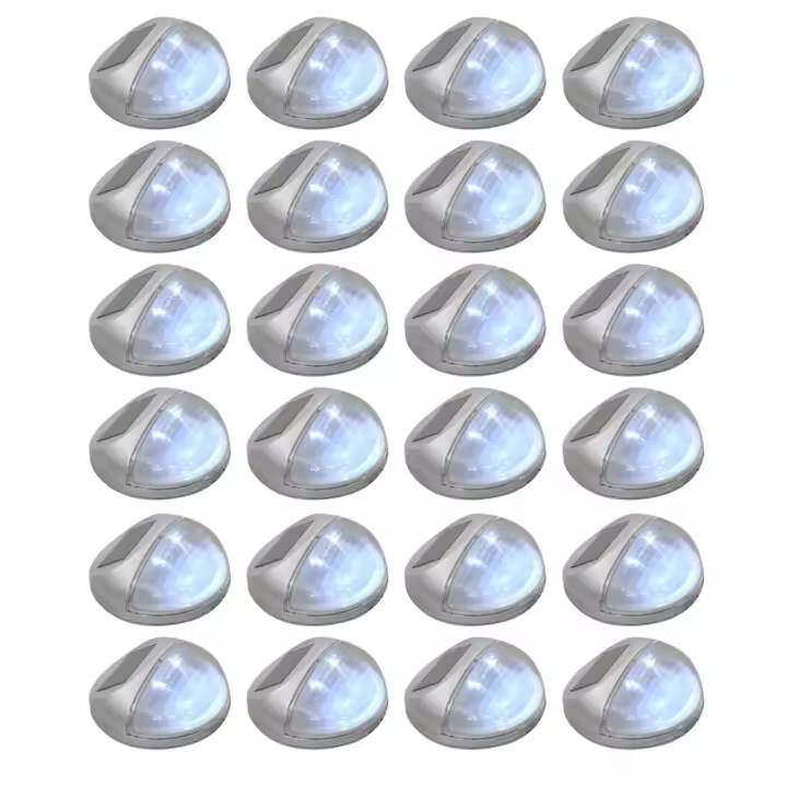 vidaXL Lámparas solares LED de pared exterior redonda 24 uds plateadas - 1