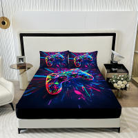 3PC Juego De Sábanas Para Cama Con Diseño De Juego Colorido Y Brillante 1 Sábana De Encaje + 2 Fundas Para Almohadas Técnica De Impresión Digital Adecuado Para Todas Las Estaciones - details 0