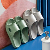 Pantuflas De Casa Suaves Para Parejas Verano Antideslizantes Para Baño Hombres Mujeres Sandalias Planas Color Sólido Hotel - details 6