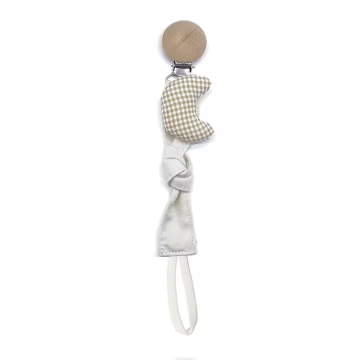 Clip De Chupete Para Bebé Recién Nacido Cadena De Chupete De Madera Y Algodón Ecológico Sostenedor De Chupete Soother - 1