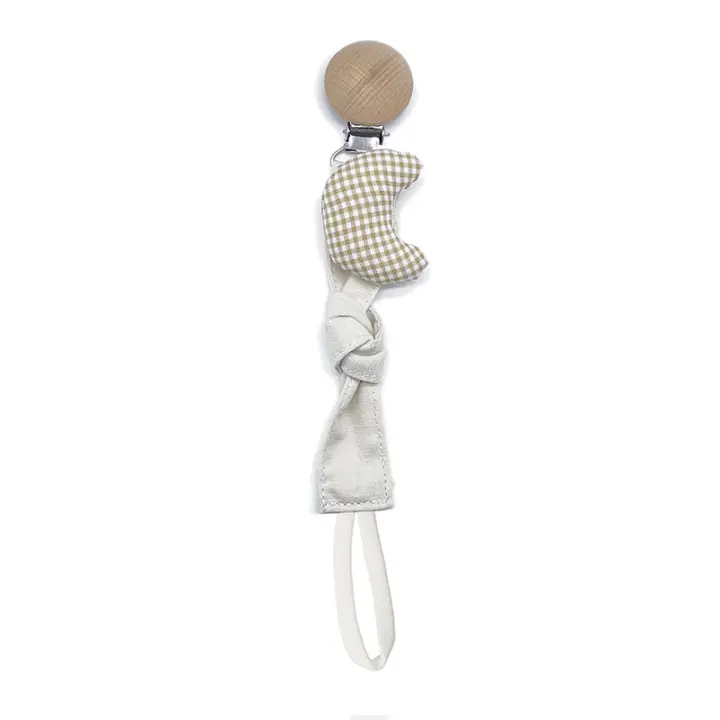 Clip De Chupete Para Bebe Recién Nacida Cadena De Chupete De Madera Y Algón Ecológico - 1
