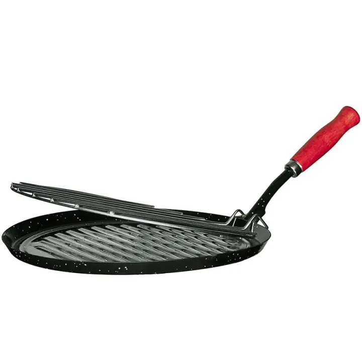 Wurko Asador con Parrilla 26 Cm Mango Rojo - Ideal para Preparar Comidas - 1