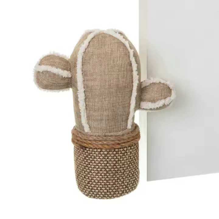 Dcasa Tope puerta original cactus de tela arena de 25x10x28 cm - 1
