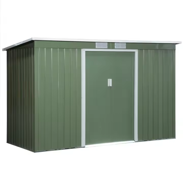 Outsunny Cobertizo de Jardín 280x130x172 cm Base de 3,2 m² Caseta de Exterior Metálica para Almacenamiento de Herramientas con 2 Puertas Correderas y 2 Orificios de Ventilación - 1