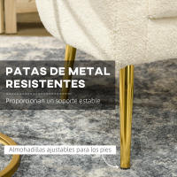 HOMCOM Butaca de Salón Sillón Individual Silla de Ocio Tapizado en Vellón con Reposacabezas y Patas de Metal para Dormitorio Oficina Habitación Carga 125 kg Crema - details 5